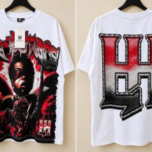 Camisa blanca estampada – letras rojas