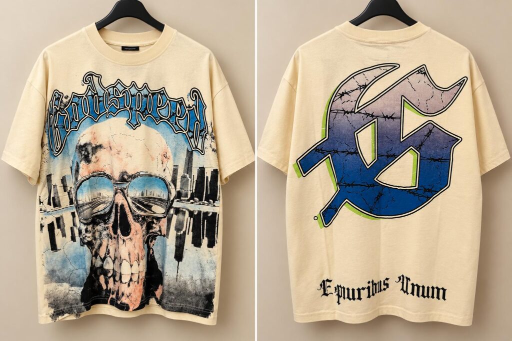Camisa crema estampada