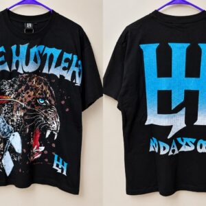 Camisa negra Hustler – letras azules