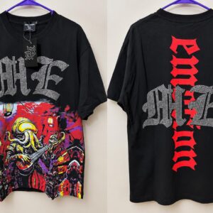 Camisa negra estampada – letras grises y rojas